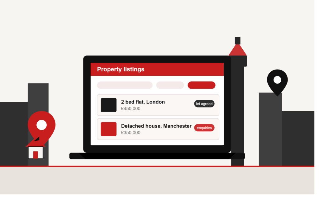 estate agency software UK dashboard illustration